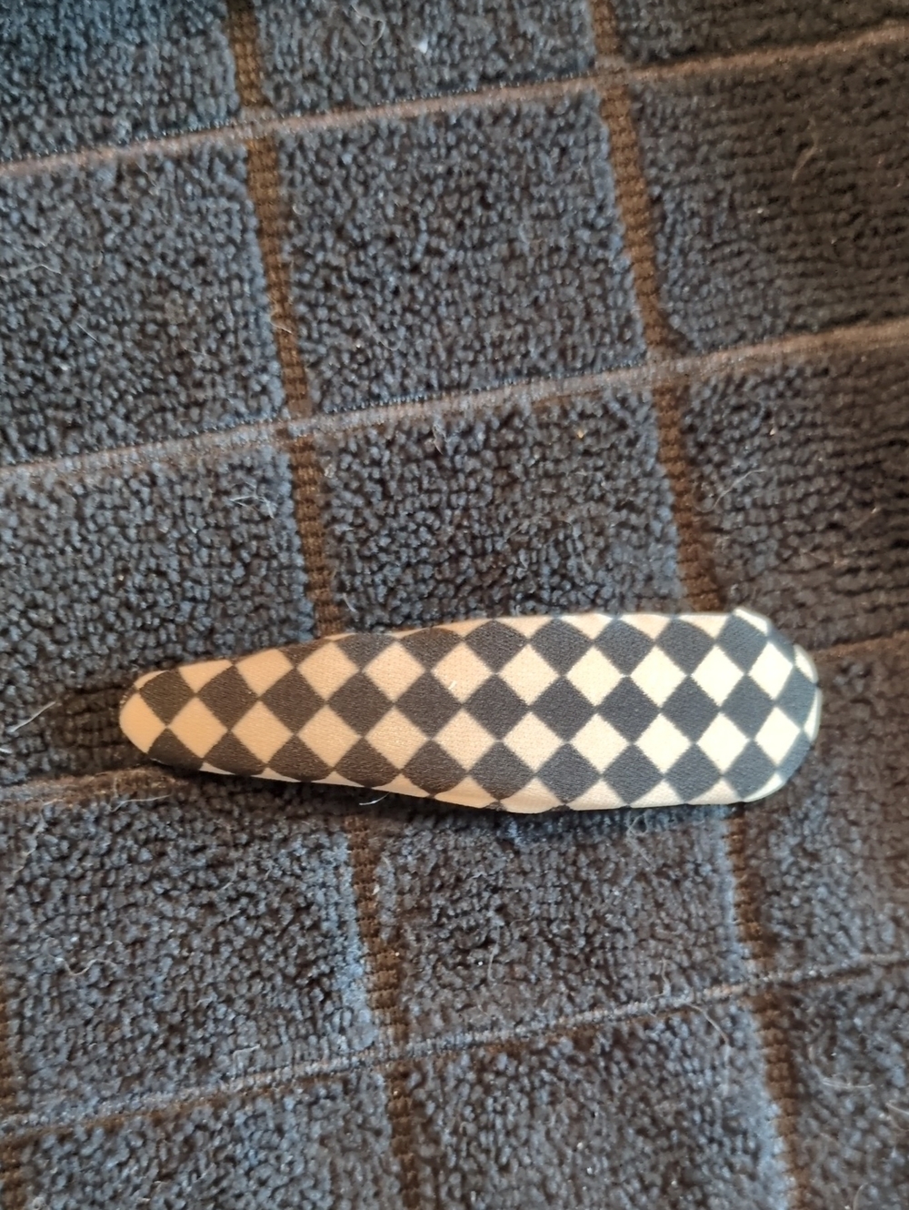 Black & White Checkered Hair Barrette - Soft Fabric